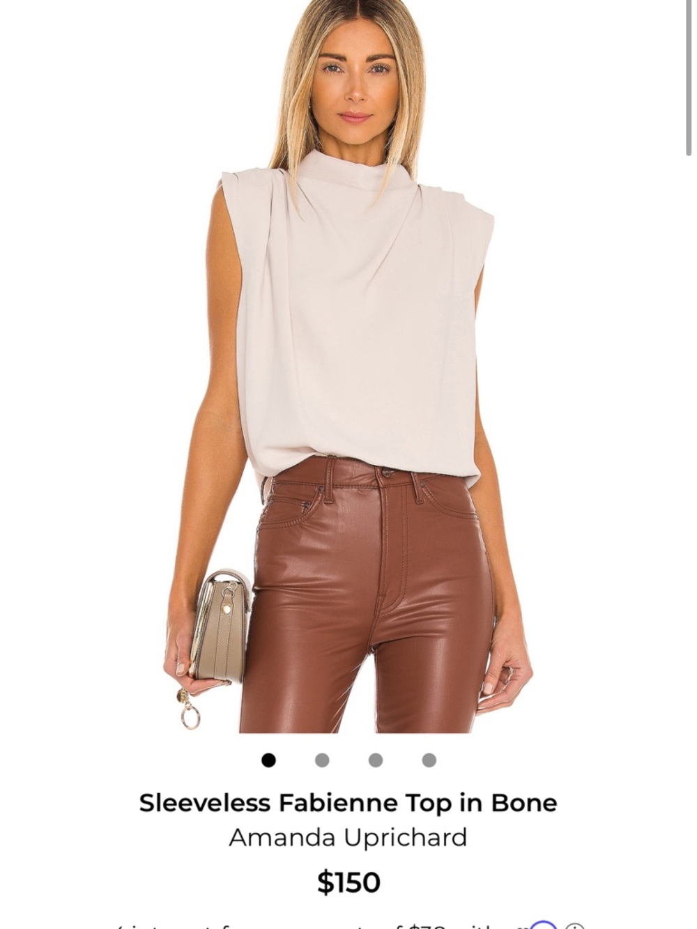 Amanda Uprichard Sleeveless Fabienne Top in Bone